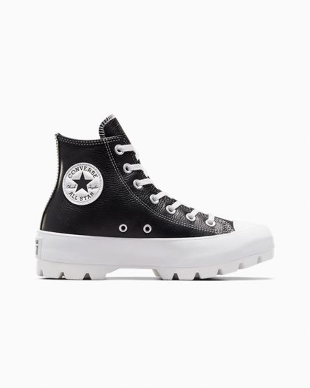 Tenisky Vysoke Converse Chuck Taylor All Star Lugged Kozene Damske Čierne Biele | SK K11NS59